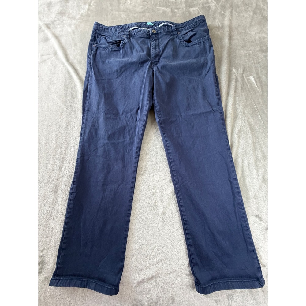 Tommy Bahama Boracay Chino Pants Mens 42x30 Navy Blue Stretch Cotton Tencel